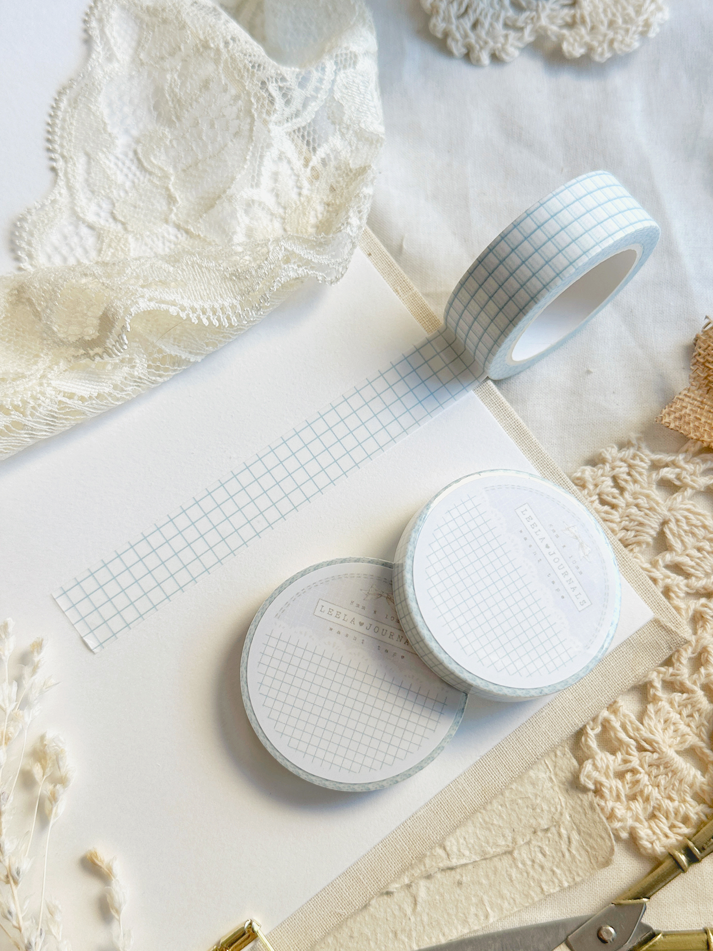 *retiring* white blue grid washi tape