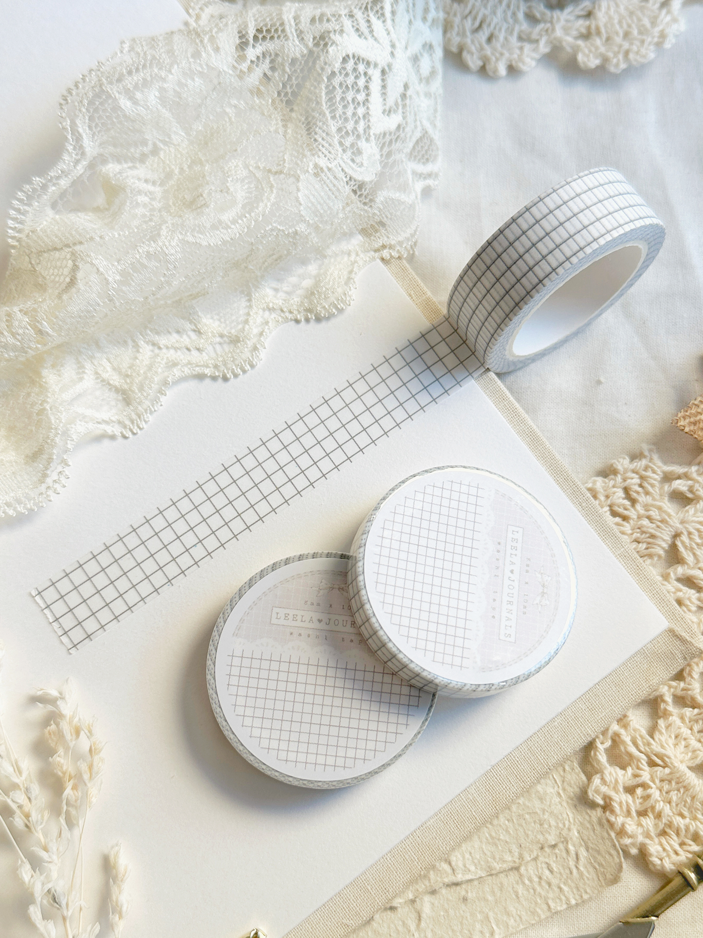 *retiring* white light gray grid washi tape