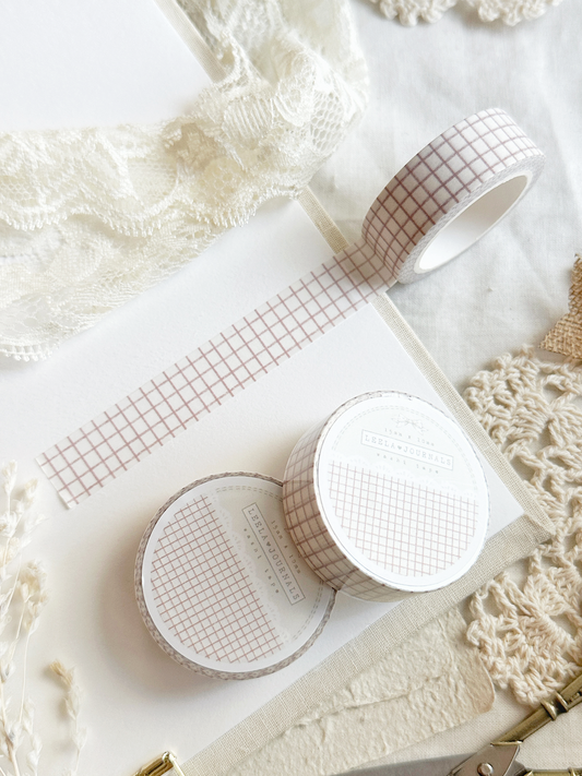 *retiring* creamy earth red grid washi tape