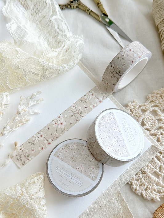 beige white sakura cherry blossom washi tape