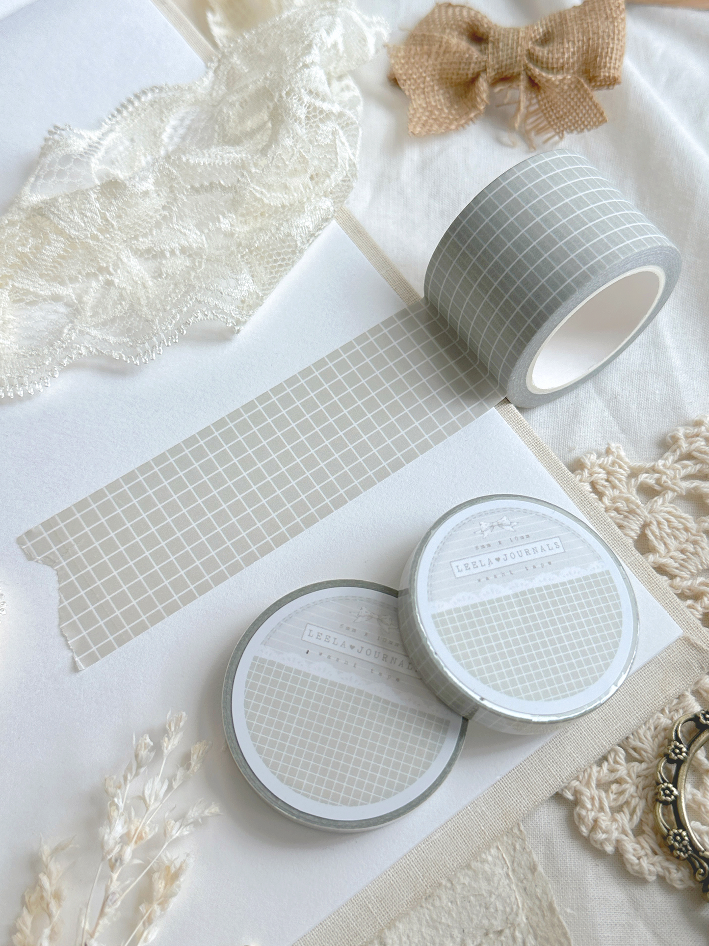 soft sage green grid washi tape