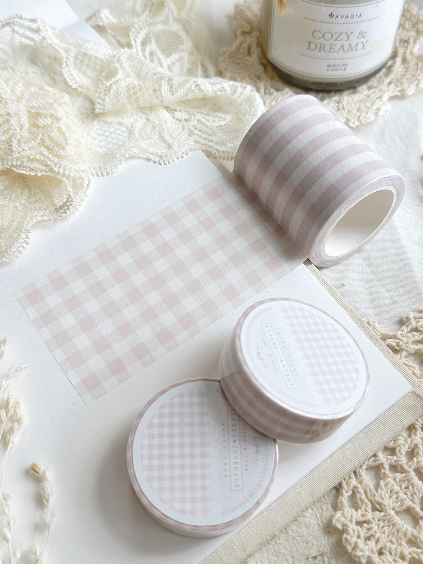 pale pink plaid washi tape