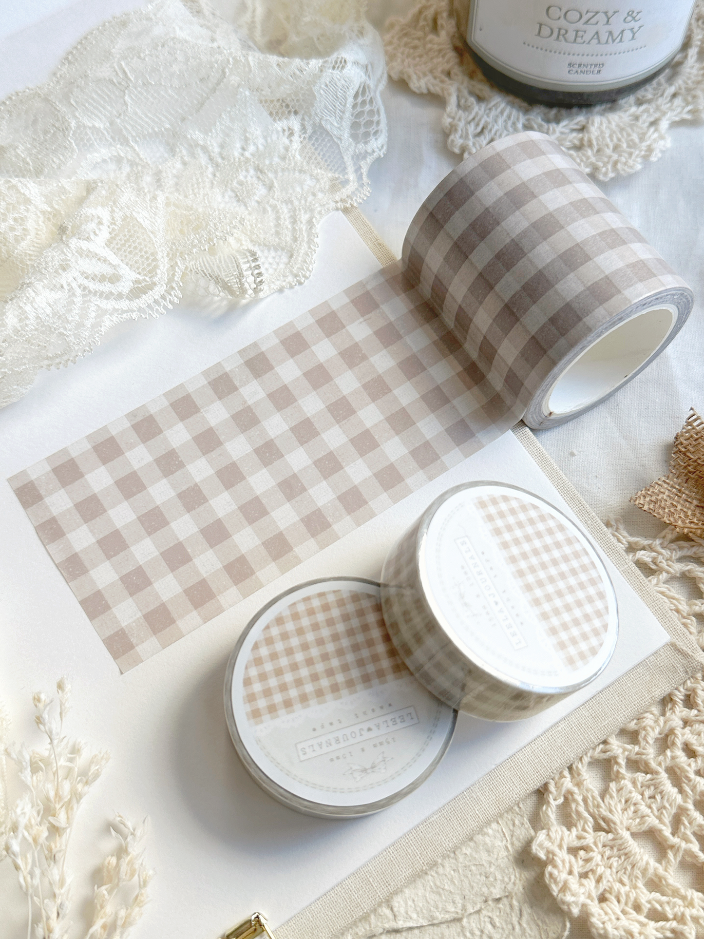 creamy brown plaid washi tape
