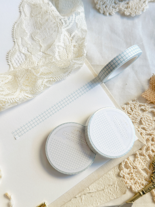 *retiring* white blue grid washi tape