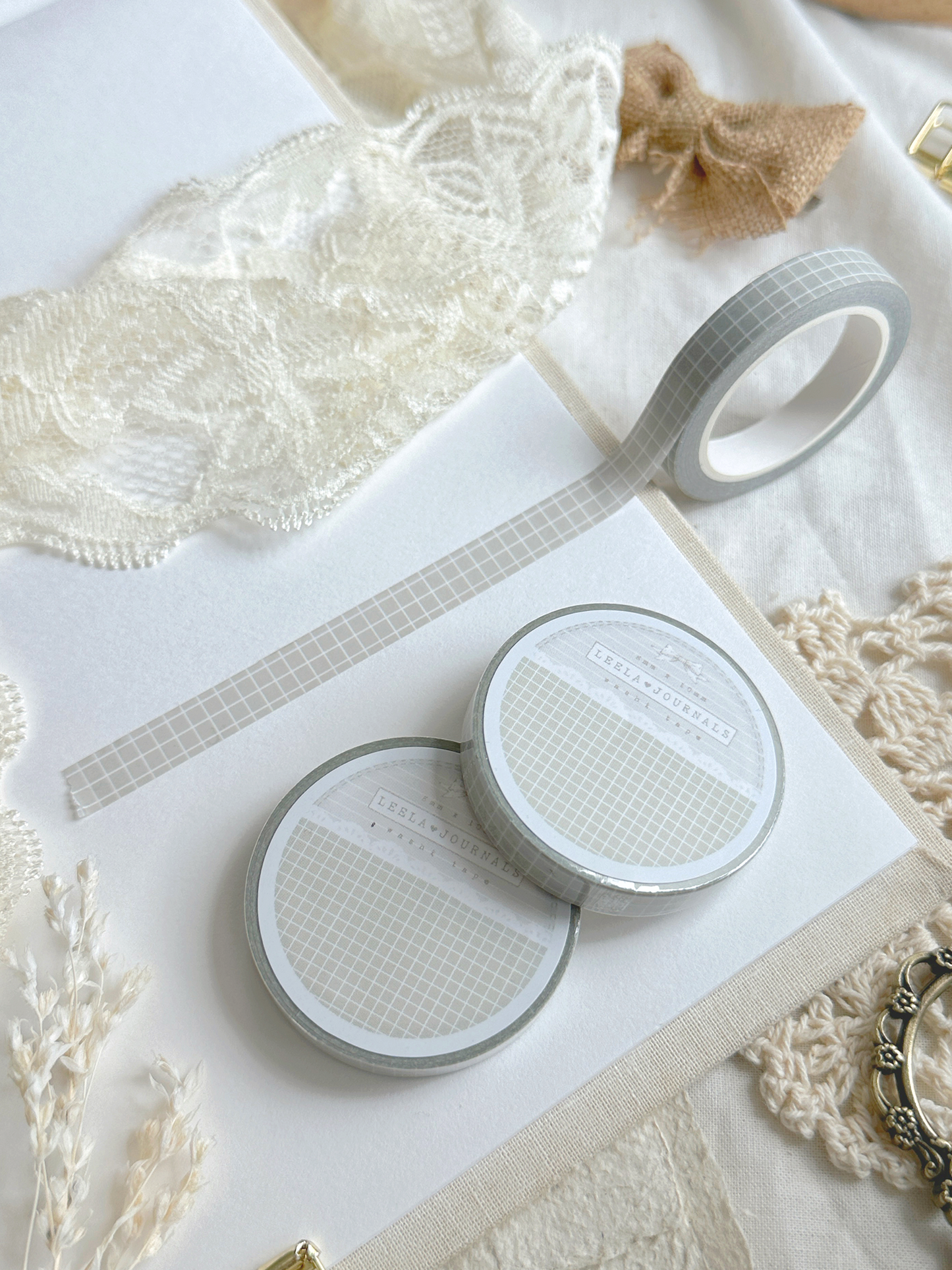 soft sage green grid washi tape