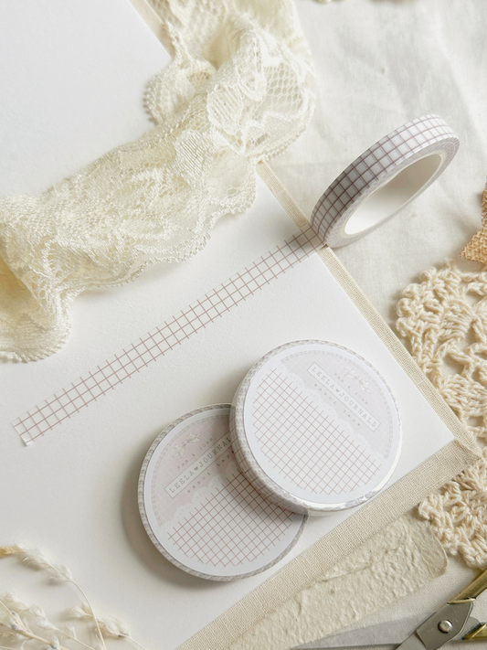 *retiring* white earthy red grid washi tape