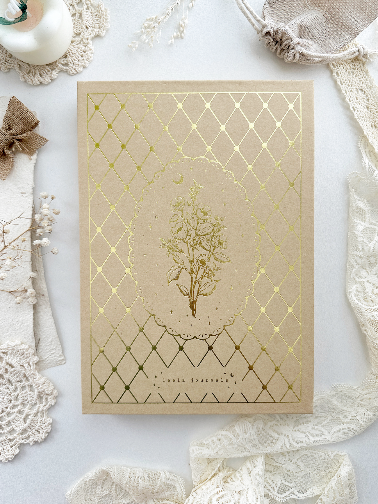 160 gsm | A5 | pink sweater lace notebook (dotted)