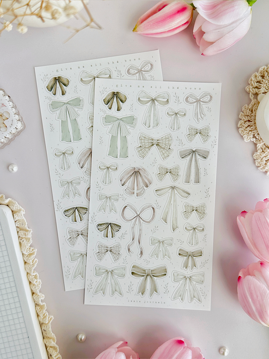 bows sticker sheet - 2pc set
