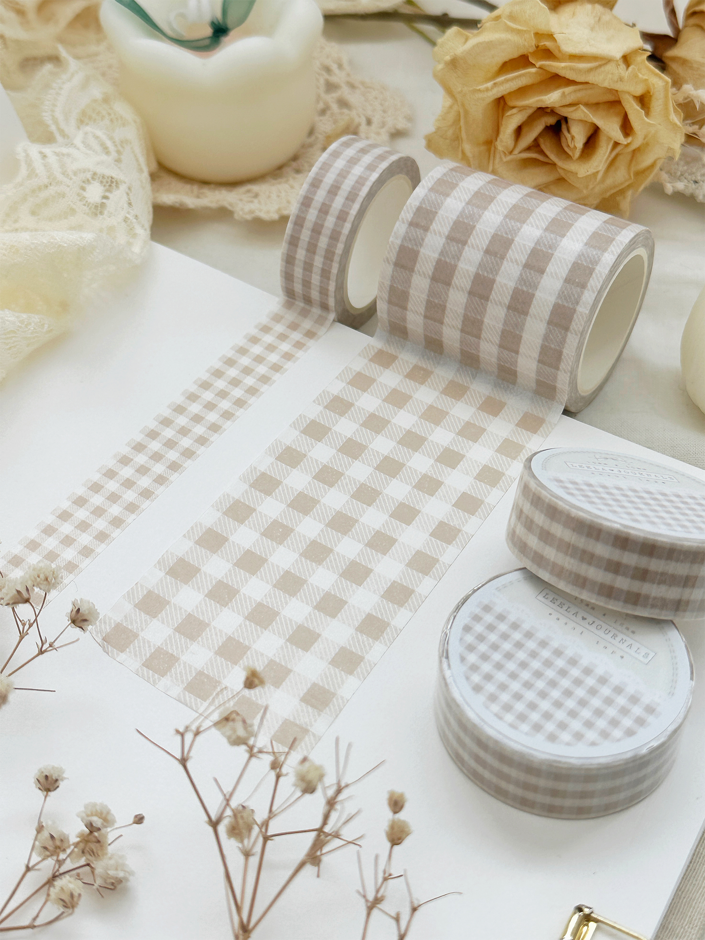 soft beige plaid washi tape