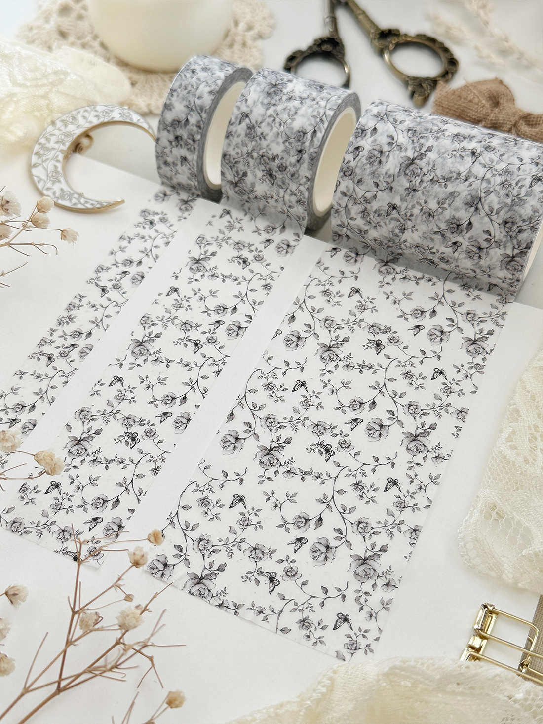 monochrome roses washi tape