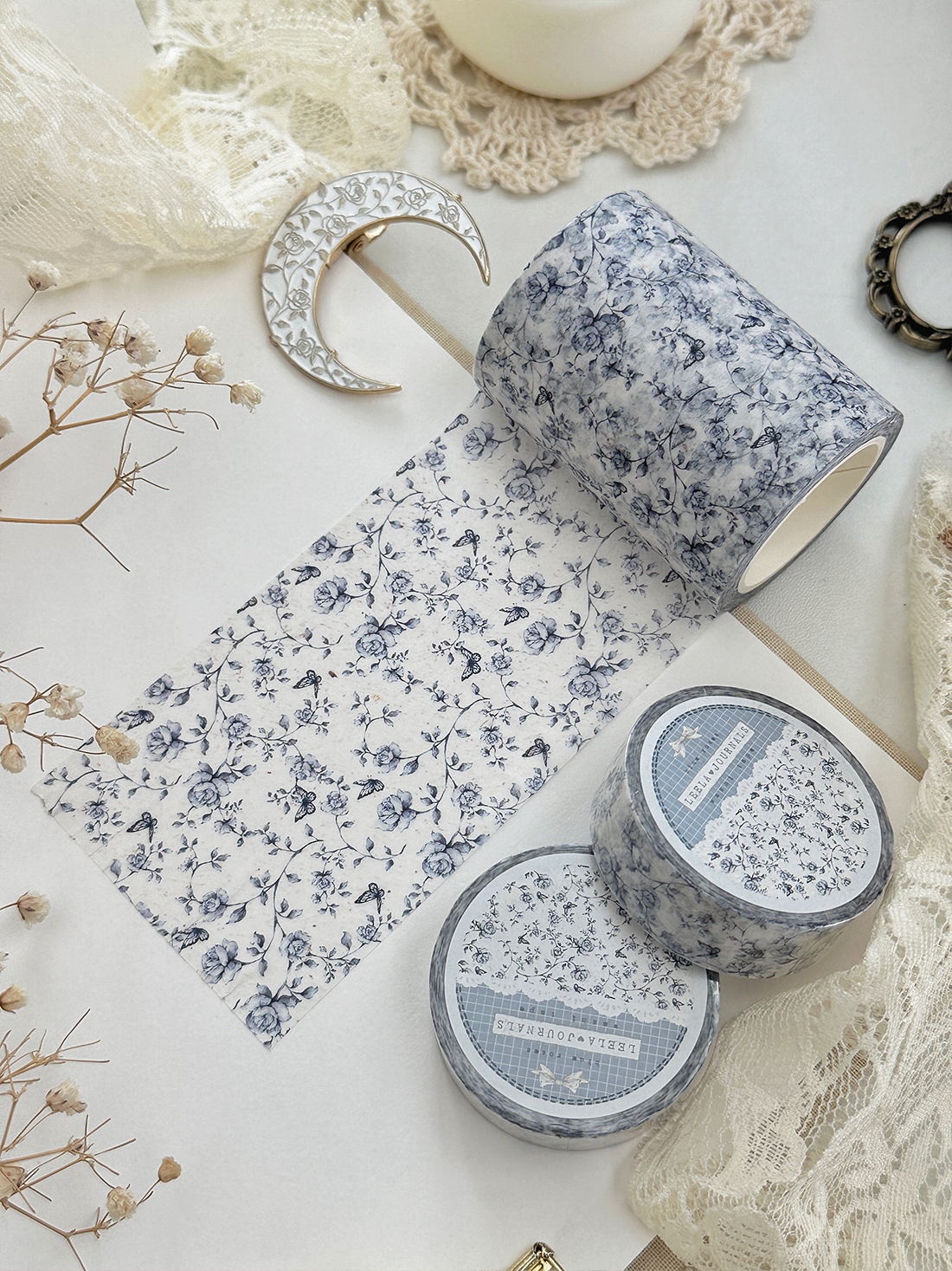 blue porcelain roses washi tape