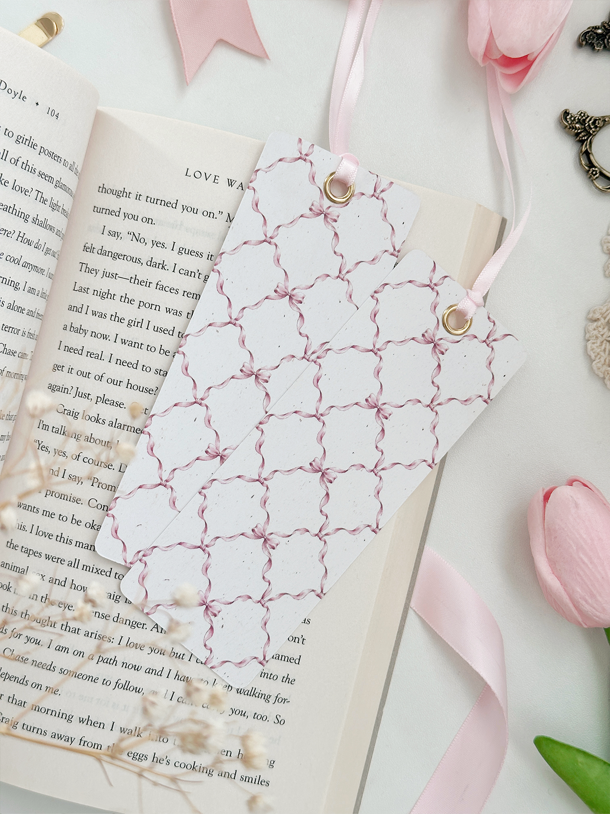 *retiring* coquette bow trellis bookmark