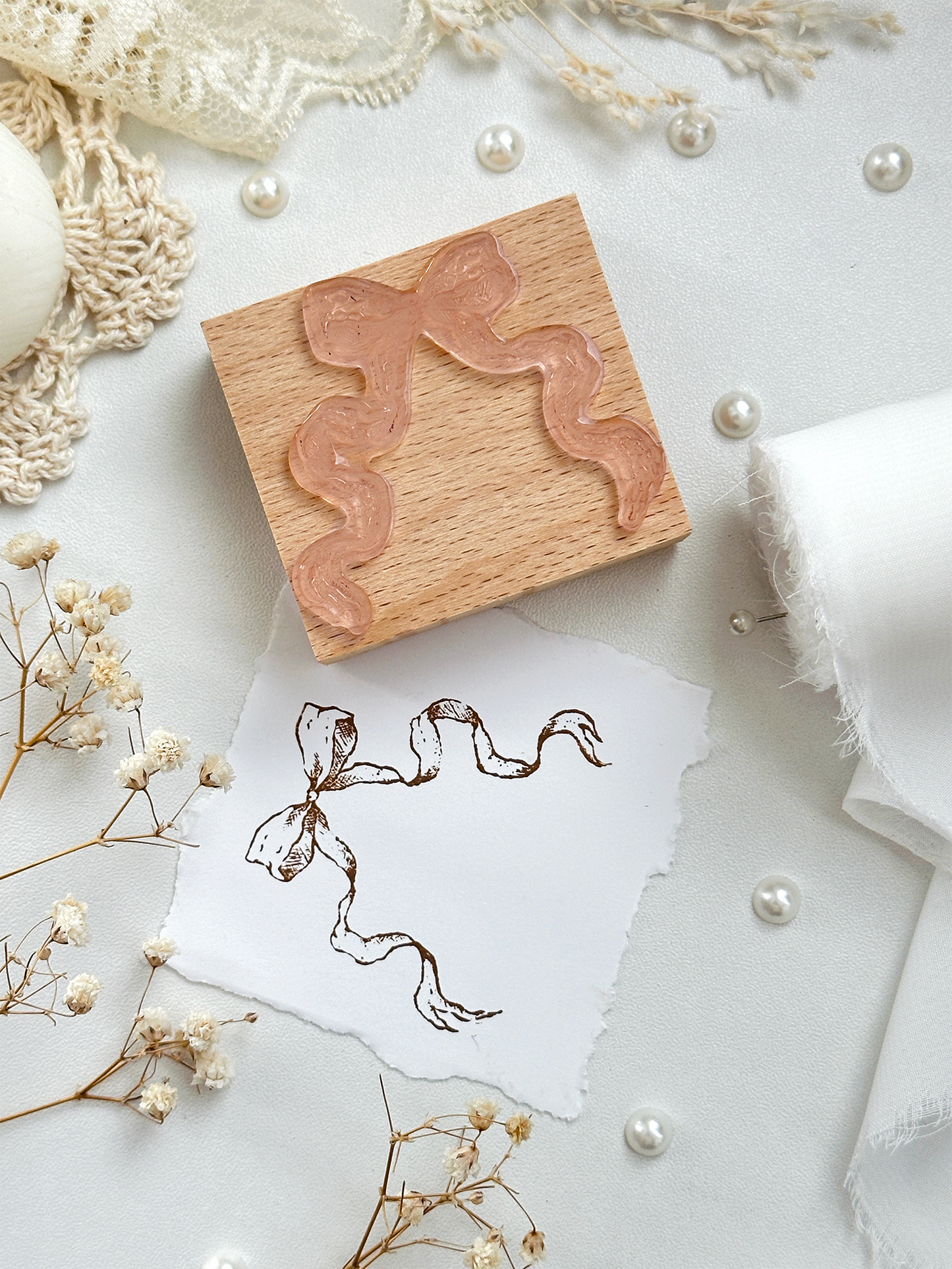 princess bow wood stamp