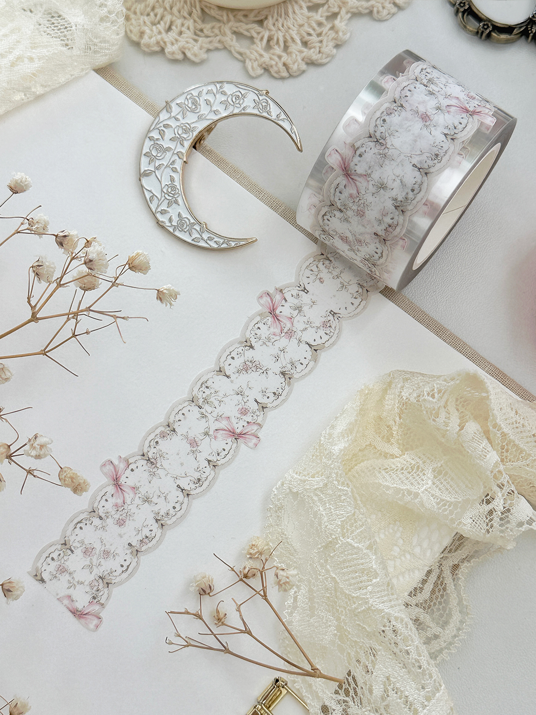 bows & lace die cut washi tape