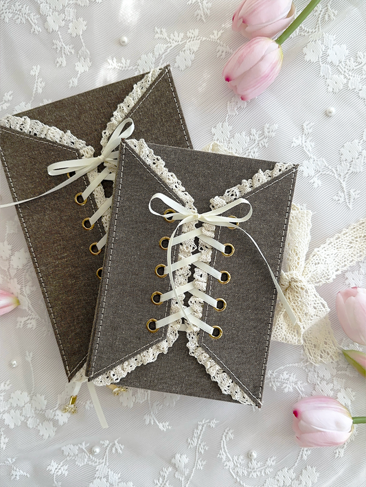 160 gsm | A5 | hazelnut denim corset (dotted, grid, lined)