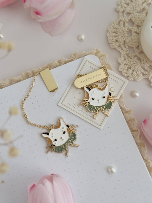 calico cat enamel bookmark pendant