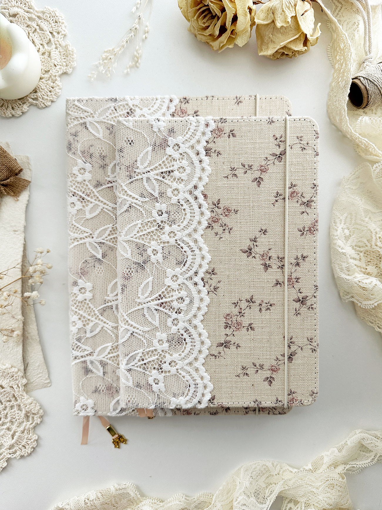160 gsm | A5 | B5 | rose & lace notebook (dotted)
