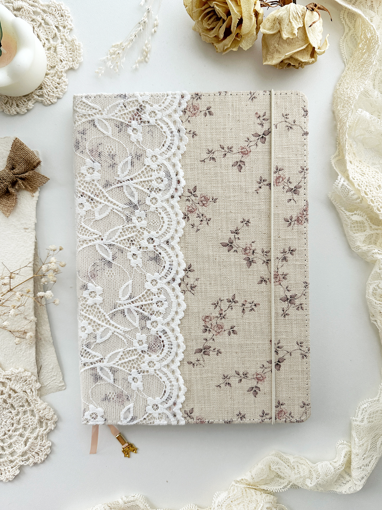160 gsm | A5 | B5 | rose & lace notebook (dotted)
