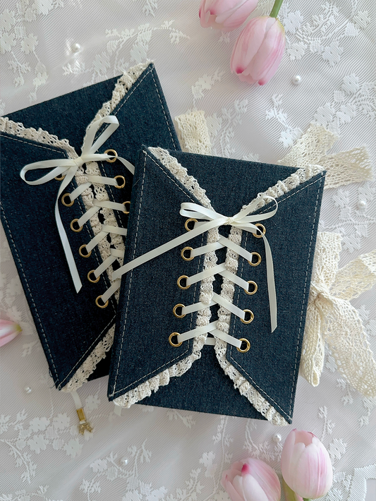 160 gsm | A5 | midnight blue denim corset (dotted, grid, lined)