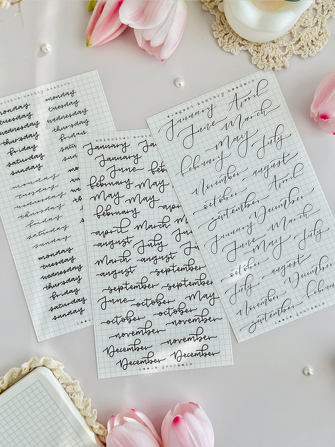monthly & weekly headers 1 sticker sheet - 3pc set