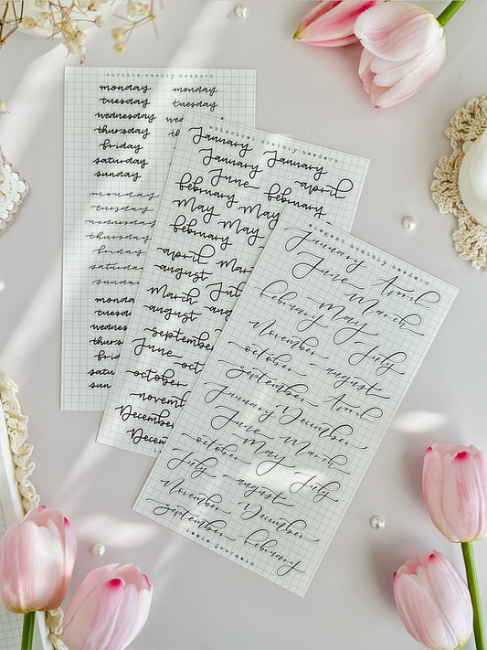 monthly & weekly headers 1 sticker sheet - 3pc set