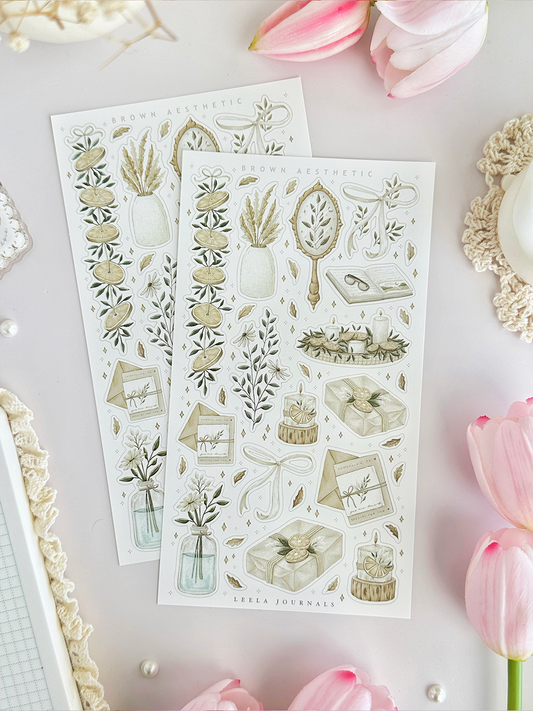 fall aesthetic sticker sheet - 2pc set