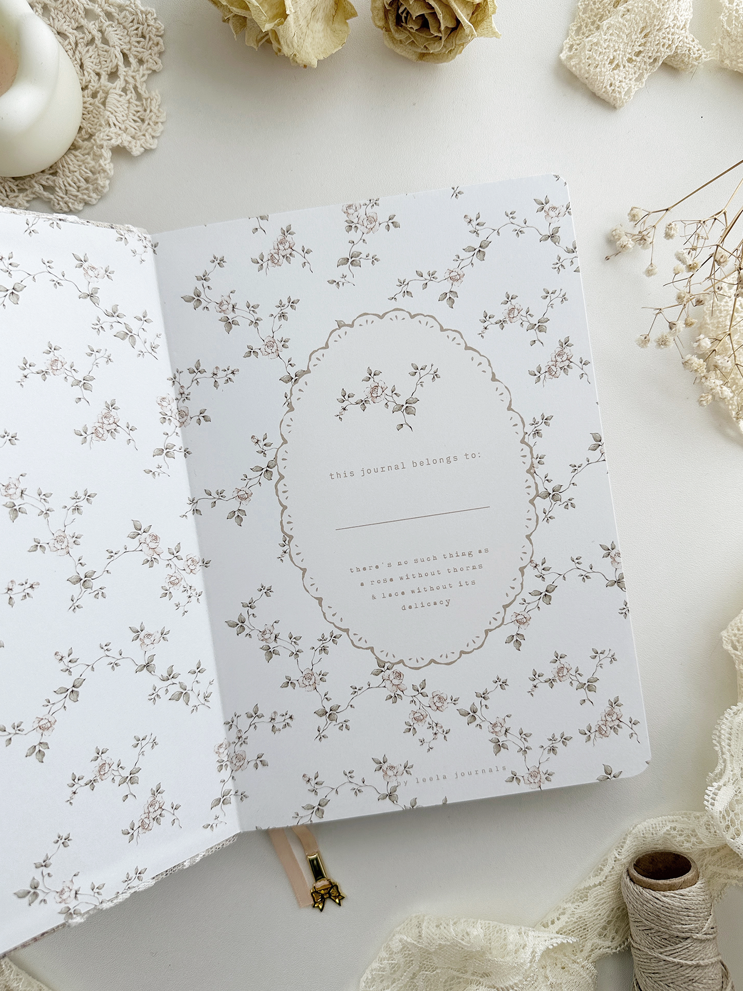 120 gsm | A5 | rose & lace notebook (dotted)
