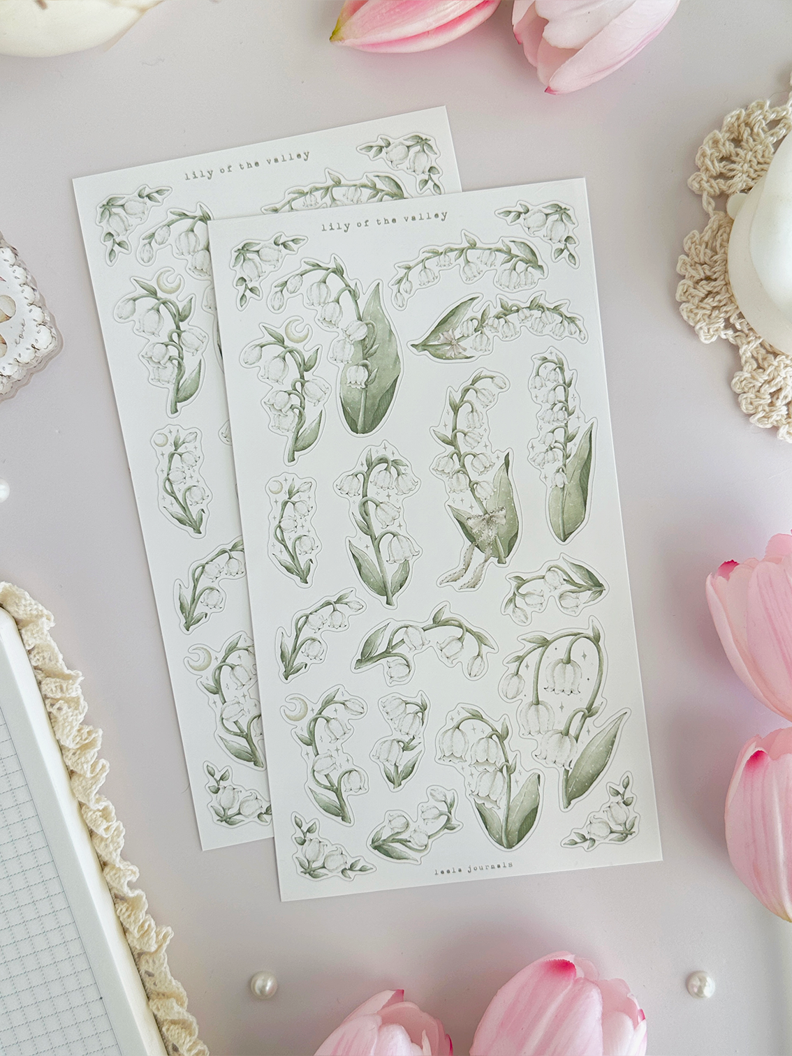 lily of the valley & frames 1 sticker sheet - 2pc set