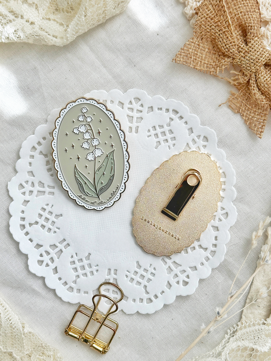 lily of the valley enamel journaling clip