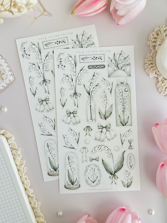 lily of the valley & frames 2 sticker sheet - 2pc set