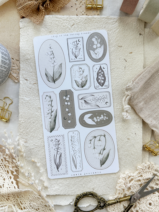 lily of the valley frames sticker sheet - 1pc
