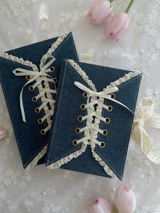 160 gsm | A5 | indigo denim corset (dotted, grid, lined)