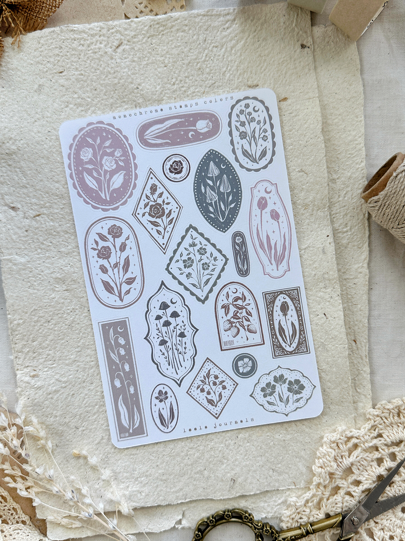 monochrome stamps sticker sheet - 2 pack bundle