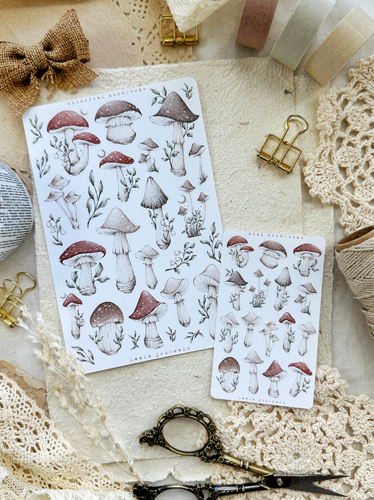 mushroom (mini or large) sticker sheet