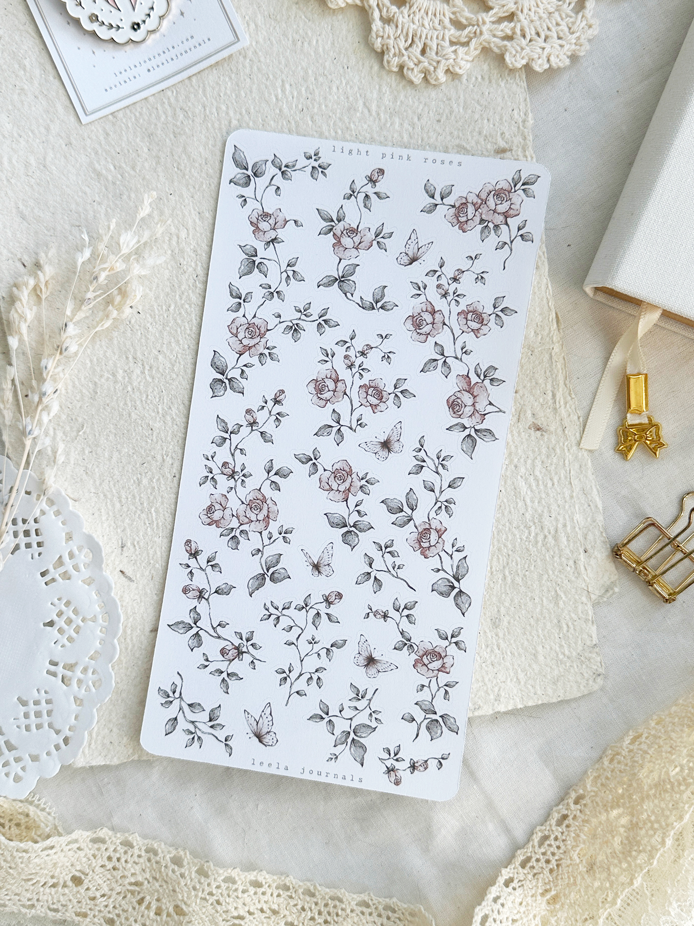 peach roses cutouts sticker sheet