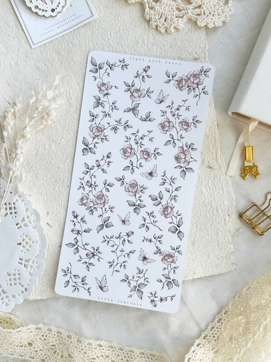 peach roses cutouts sticker sheet - 1pc