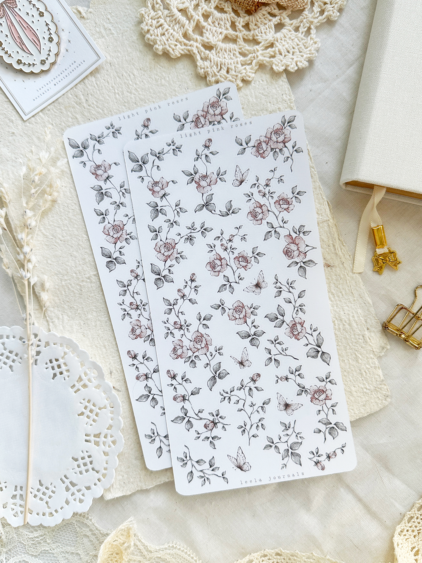 peach roses cutouts sticker sheet