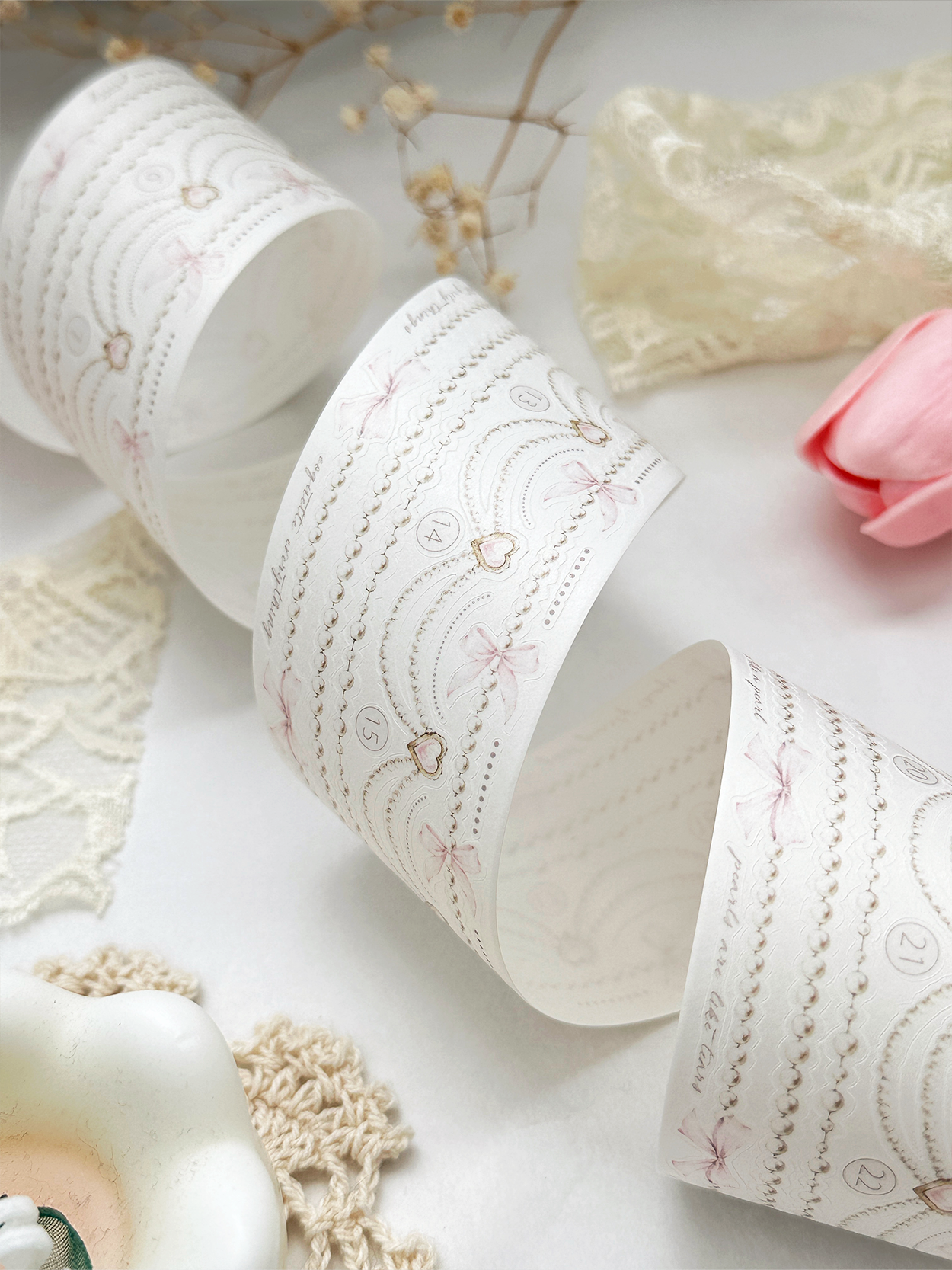 pearly strings pet & washi tape (pre-cut)