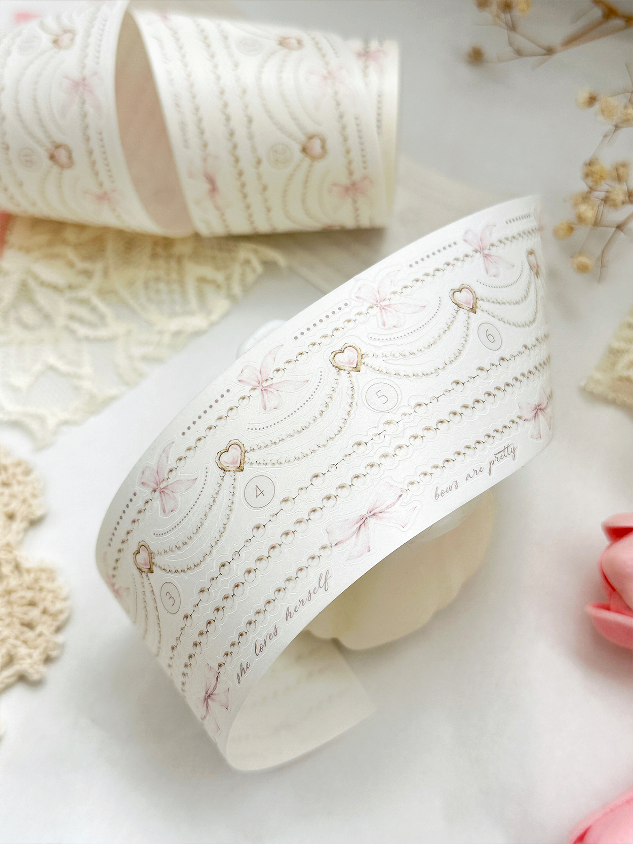 pearly strings pet & washi tape (pre-cut)