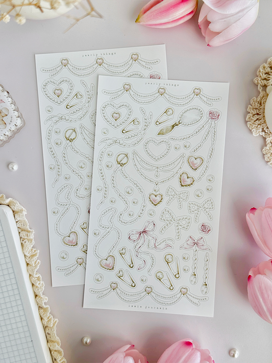 pearls & frames sticker sheet - 2pc set
