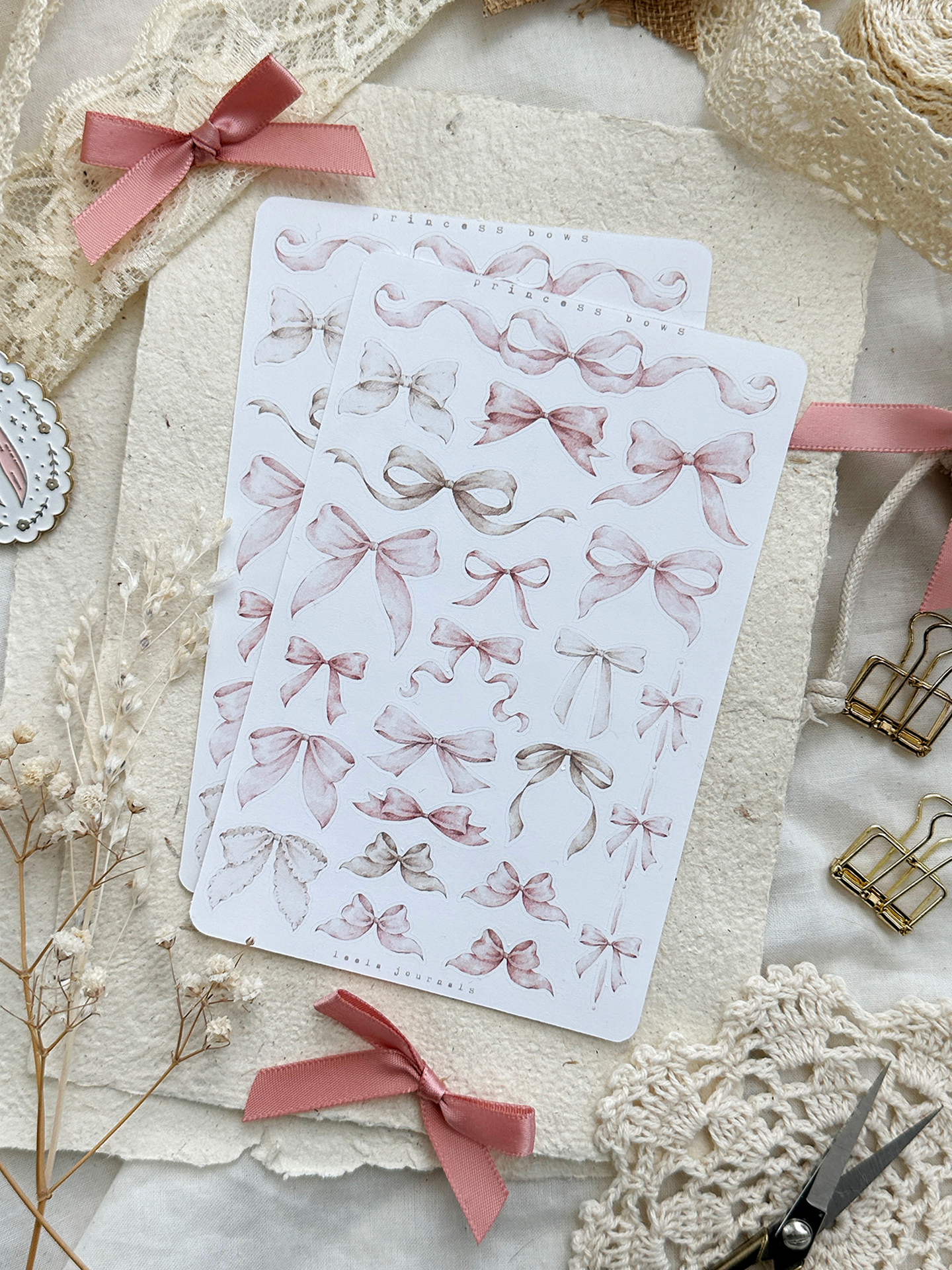 princess bows mini & large sticker sheets