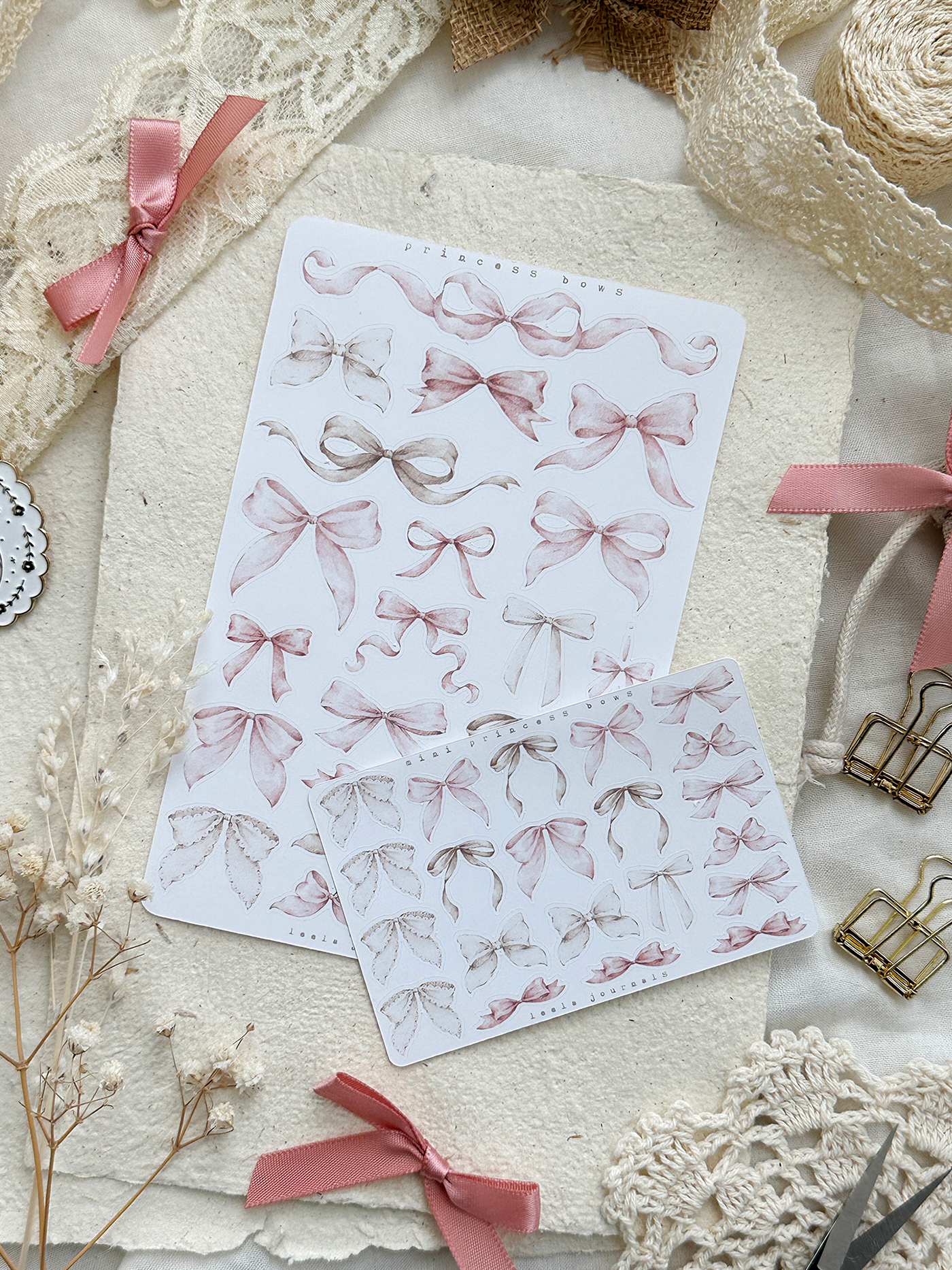 princess bows mini & large sticker sheets