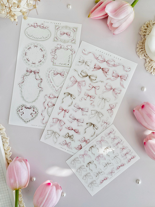 princess bows & frames sticker sheets - 3pc set