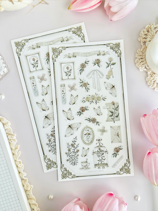 raining roses & letters sticker sheet - 2pc set