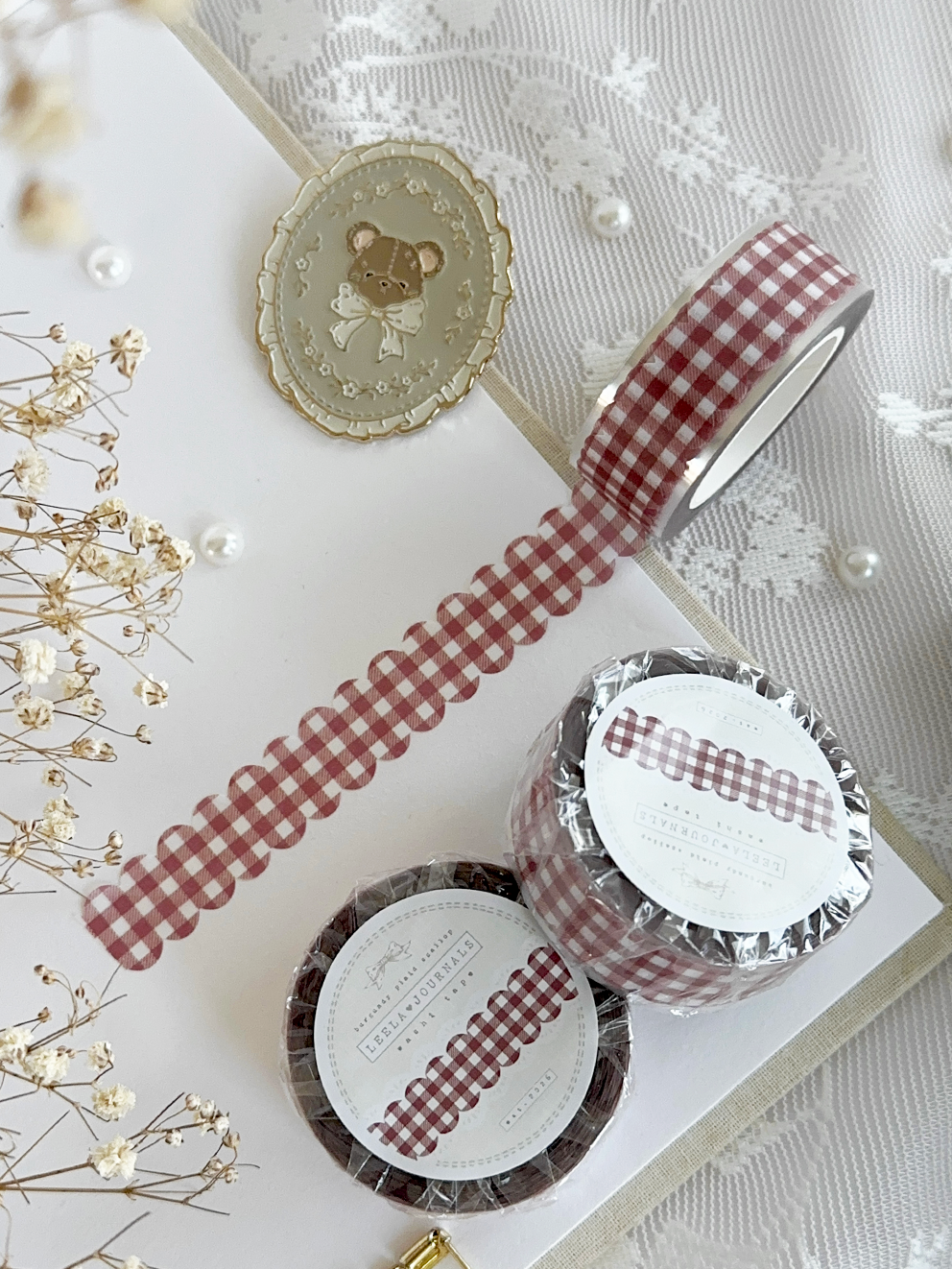 scalloped plaid die cut washi tape (new colors added!)
