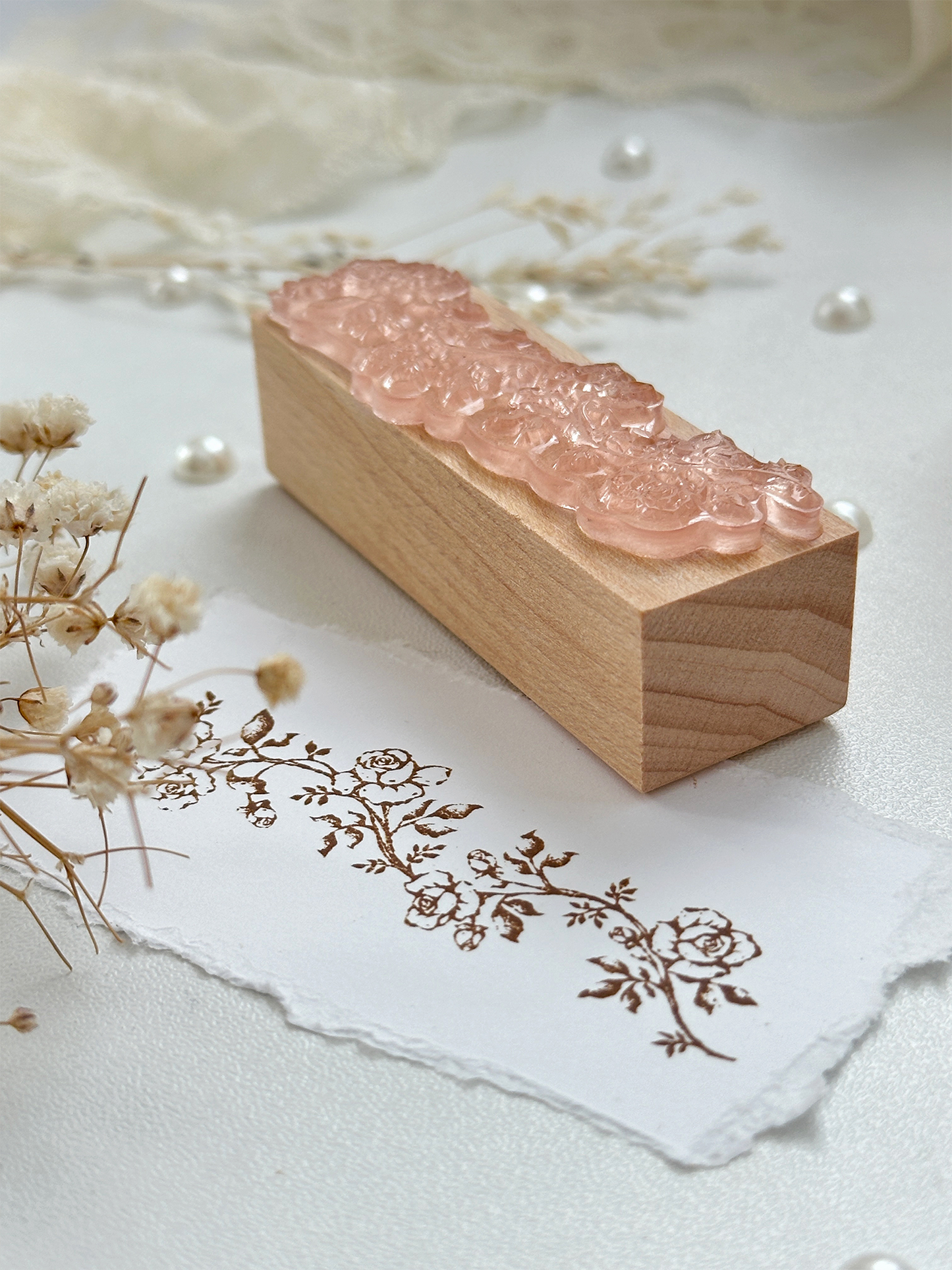 rose vine wood stamp