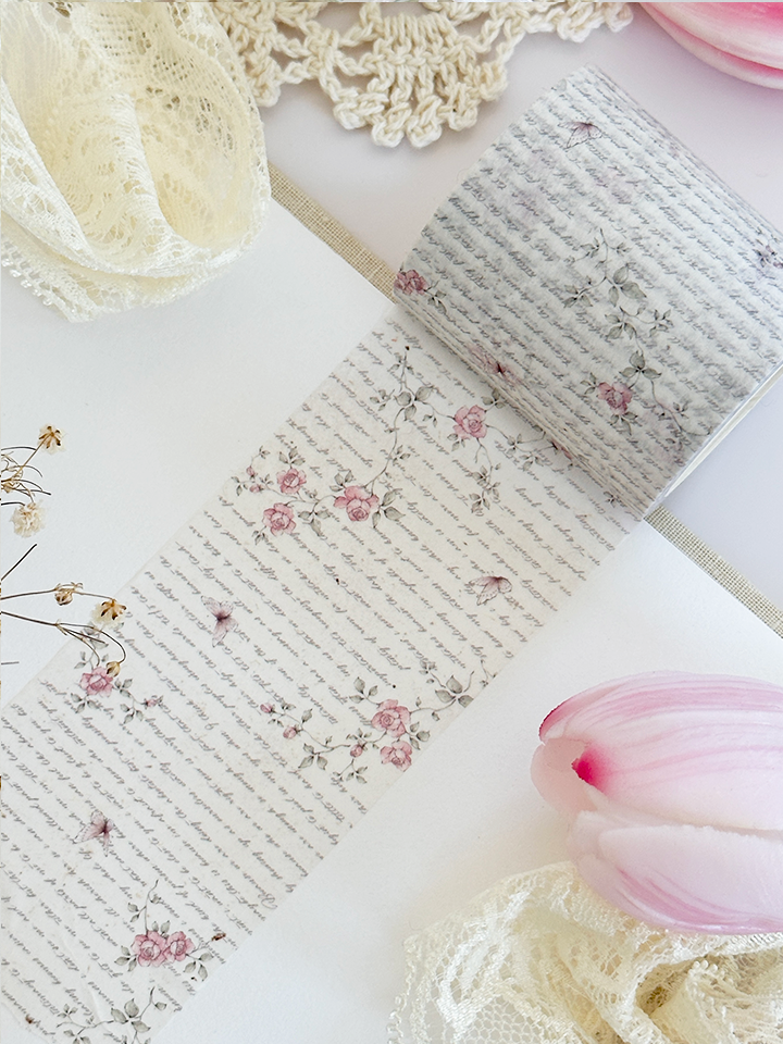 rose script washi tape