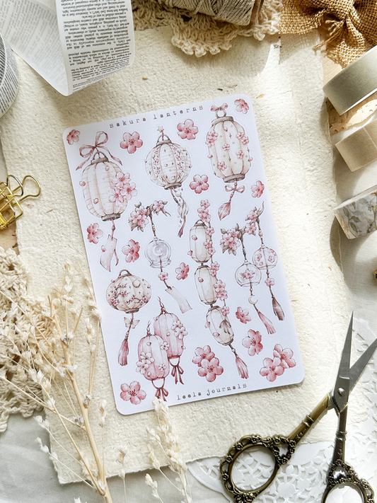 sakura lantern stickers