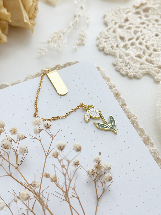 snowdrop enamel bookmark pendant