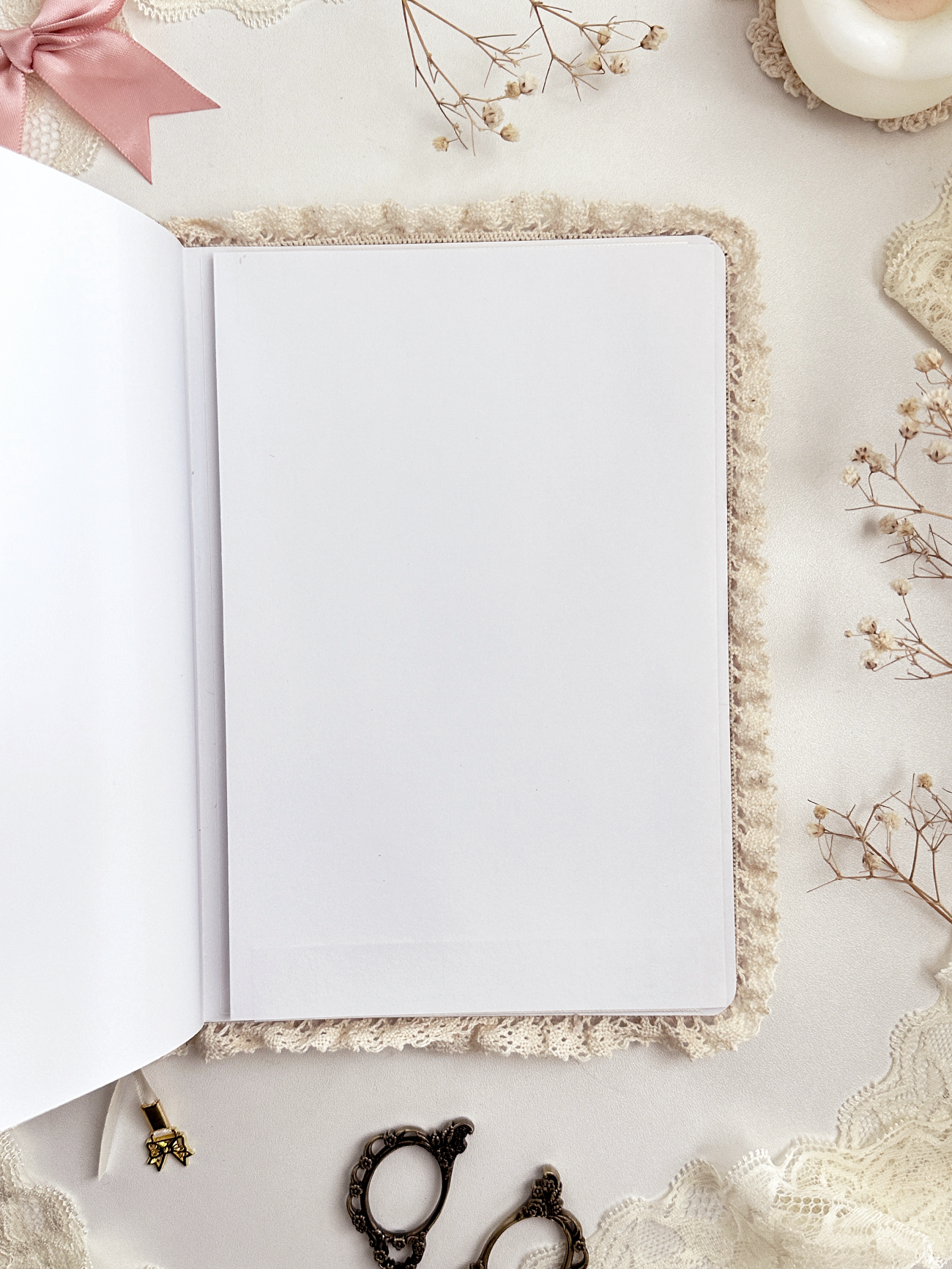 160 gsm | A5 | pink sweater lace notebook (dotted)